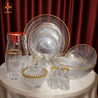 بلور سرویس۵۰پارچه سولو لب طلا نوری تازه