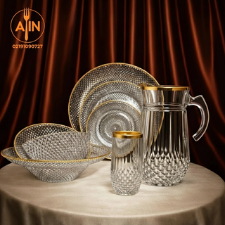 بلور سرویس۴۰پارچه پیکسل لب طلا نوری تازه