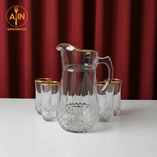بلور سرویس۷پارچه پیکسل لب طلا نوری تازه
