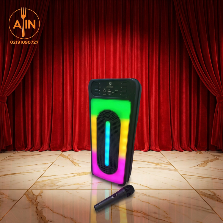 اسپیکر شارژی چمدانی ۴ اینچ KTS1555 به همراه میکروفن بی سیم نورپردازی RGB و ریموت کنترل
