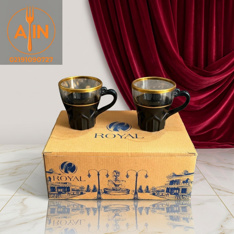فنجان دومو مشکی لب طلا