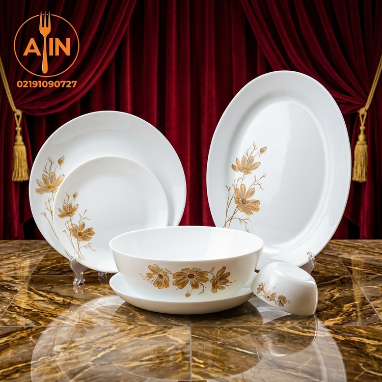 ارکوپال سرویس۲۶پارچه ژالین عسلی مقصود